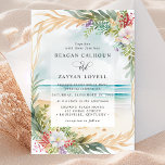 Floral Watercolor Beach Scene Summer Wedding Invitation<br><div class="desc">Floral Watercolor Beach Scene Summer Wedding Invitation. This design features a beautiful watercolor summer beach scene. Ocean waves,  sand and flowers are all featured in this tropical design.</div>