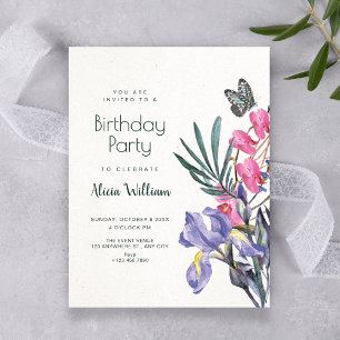Floral watercolor birthday invitation