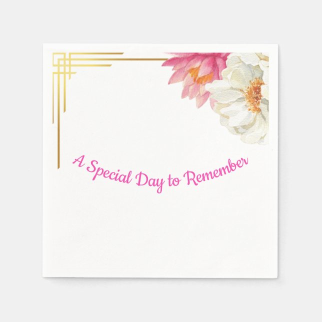 Floral Watercolor Birthday Napkins  (Front)
