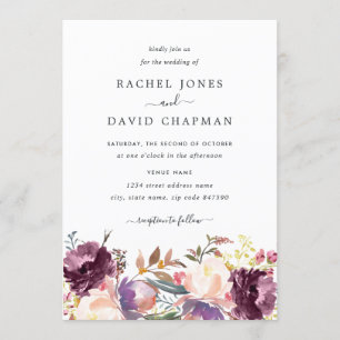 Floral Watercolor Bloom Wedding Invitation