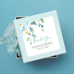 Floral Watercolor Blue Orchid Favour Stickers