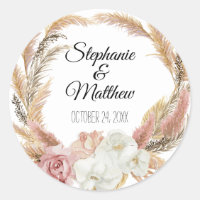 Floral Watercolor Blush Boho Pampas Palm Wedding