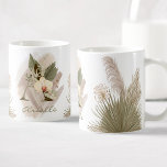 Floral Watercolor Boho Custom Monogram Name Coffee Mug<br><div class="desc">A personalised coffee mug with a bohemian letter "A" monogram,  featuring decorative orchid and palm leaf illustrations. Easily customise it with your name or create a unique gift for your loved ones.</div>