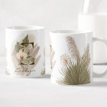Floral Watercolor Boho Custom Monogram Name Coffee Mug<br><div class="desc">A personalised coffee mug with a bohemian letter "E" monogram,  featuring decorative orchid and palm leaf illustrations. Easily customise it with your name or create a unique gift for your loved ones.</div>