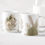 Floral Watercolor Boho Custom Monogram Name Coffee Mug<br><div class="desc">A personalised coffee mug with a bohemian letter "C" monogram,  featuring decorative orchid and palm leaf illustrations. Easily customise it with your name or create a unique gift for your loved ones.</div>