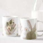 Floral Watercolor Boho Custom Monogram Name Coffee Mug<br><div class="desc">A personalised coffee mug with a bohemian letter "V" monogram,  featuring decorative orchid and palm leaf illustrations. Easily customise it with your name or create a unique gift for your loved ones.</div>