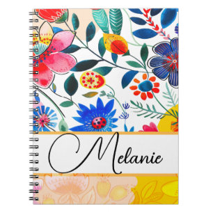 Floral Watercolor Boho Pattern Tropical Notebook