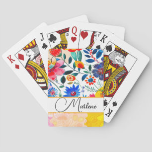 Floral Watercolor Boho Pattern Tropical Playing Cards