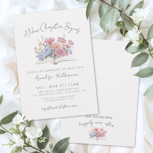 Floral Watercolor Book Bridal Shower Invitation