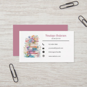 Floral Watercolor Books Business Card
