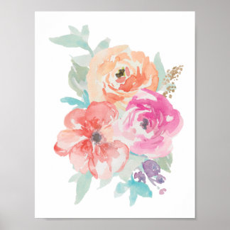 Floral Watercolor Bouquet Poster I