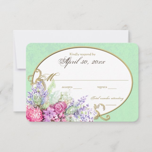 Floral Watercolor Bouquet Wedding Reply RSVP Card (Front)