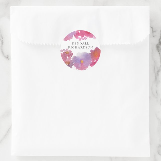  Floral Watercolor Bridal Shower Classic Round Sticker (Bag)