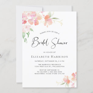Floral Watercolor Bridal  Shower Invitation