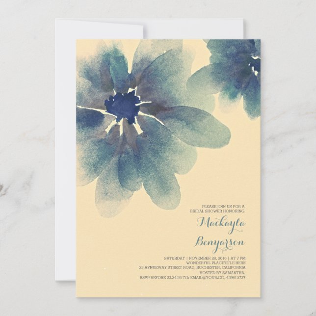 floral watercolor bridal shower invitations (Front)