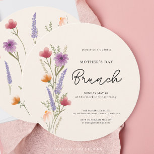Floral Watercolor Brunch Mothers Day Invitation