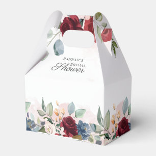 Floral Watercolor Burgundy Blush Bridal Shower Favour Box