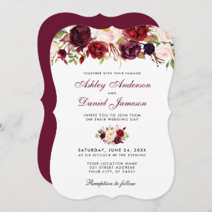 Floral Watercolor Burgundy Wedding Invitation B