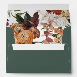 Floral Watercolor Burnt Orange Burgundy Green Envelope