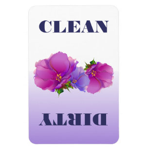 Floral Watercolor Clean or Dirty Dishwasher Magnet