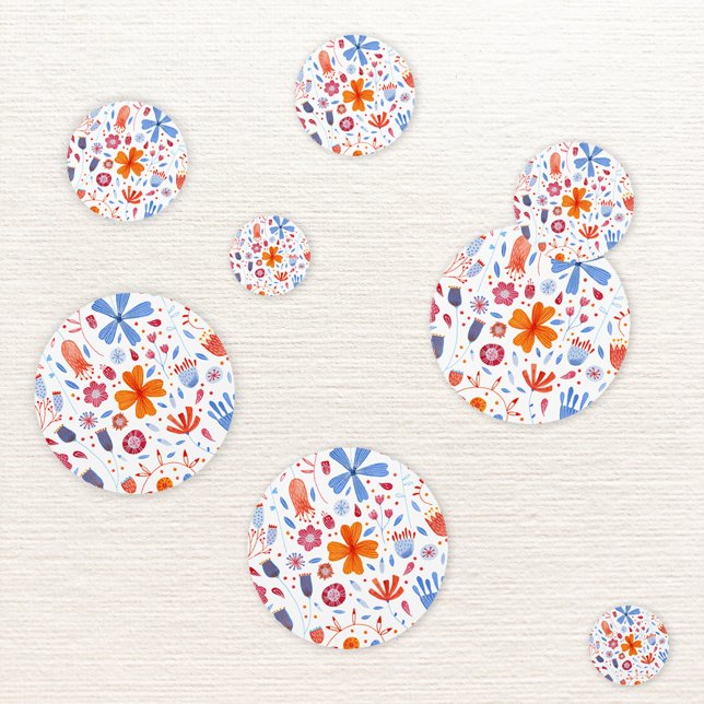 Floral Watercolor Confetti (Floral watercolor modern confetti in blue, orange and white)