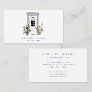 Floral Watercolor Door Real Estate Agent Stylish Business Card