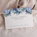 Floral Watercolor Dusty Blue Wedding Advice Card<br><div class="desc">Encourage wedding guests to leave words of wisdom and best wishes for the bride and groom with these floral advice cards, featuring a top border of watercolor flowers in shades of blue. Customise the text with your preferred heading and the names of the bride and groom. The back of the...</div>