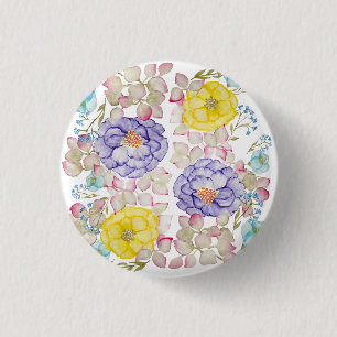 Floral watercolor elegant pattern 3 cm round badge