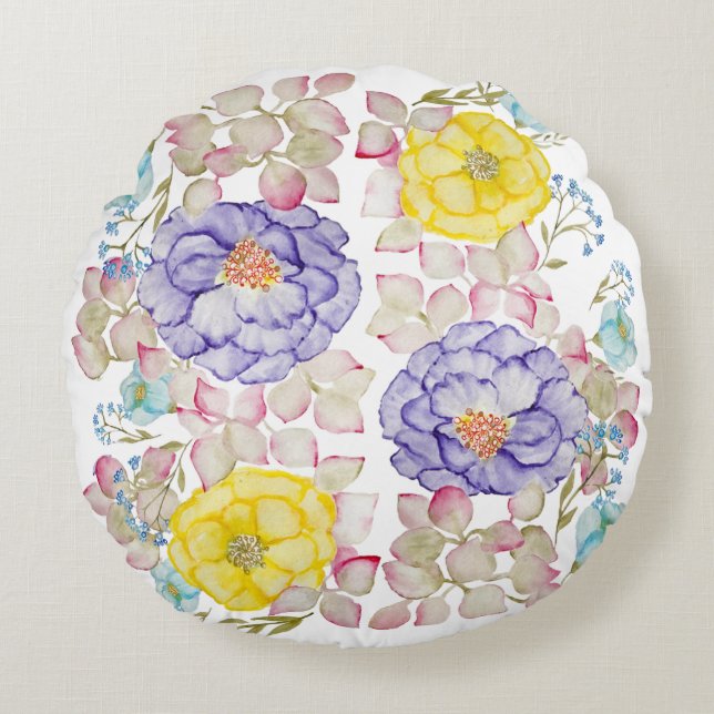 Floral watercolor elegant pattern throw pillow (Front)