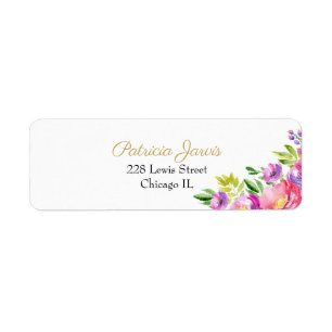 Floral Watercolor Elegant Return Address Label
