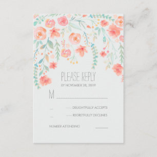 Floral Watercolor Elegant Wedding RSVP Cards