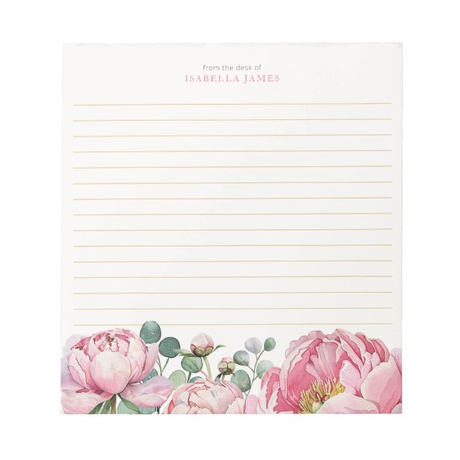 Floral Watercolor Eucalyptus Greenery Personalised Notepad (Front)