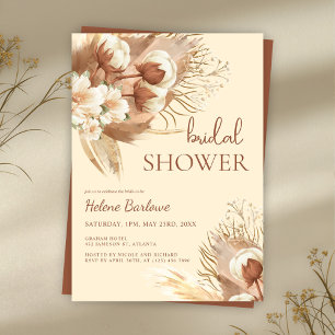 Floral Watercolor Fall Boho Bridal Shower Invitation