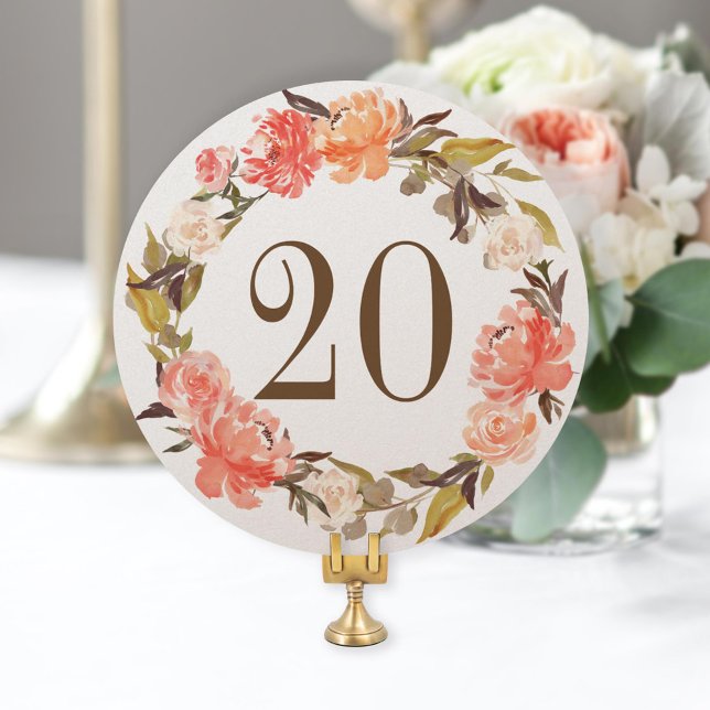 Floral Watercolor Fall Wedding Table Number (Creator Uploaded)