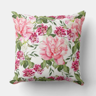 Floral Watercolor Flowers Roses Peony Orchids Cushion