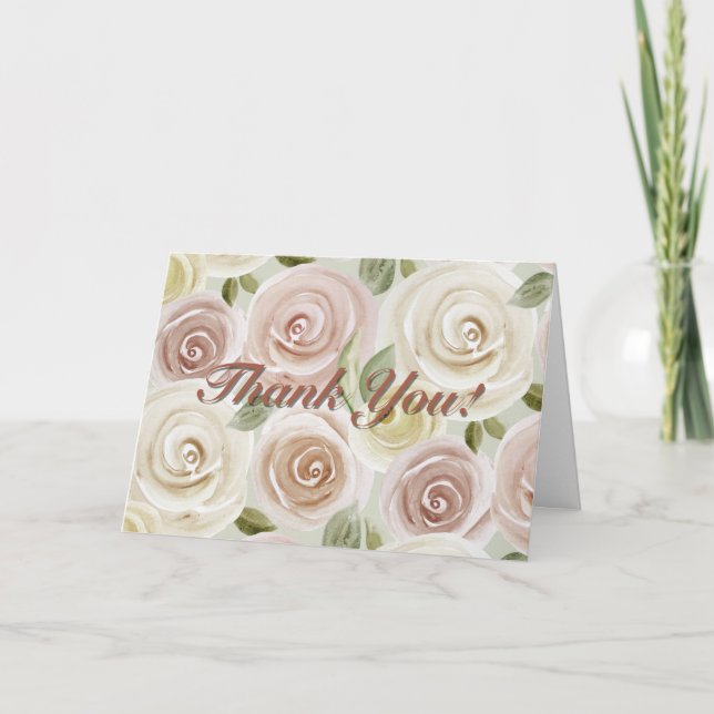 Floral watercolor Folded Thank You Card (Front)