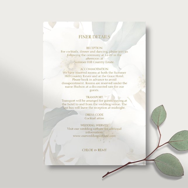 Floral Watercolor Foliage Overlay Wedding Details Invitation (Creator Uploaded)