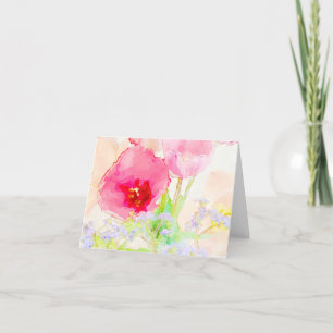 Floral Watercolor Forget-Me -Not and Tulips Thank You Card