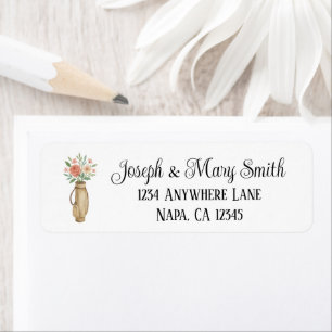 Floral Watercolor Golf Bag with Flowers Wedding Return Address Label
