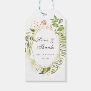 Floral Watercolor Green Foliage Thank You Gift Tags