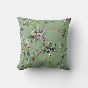 Floral Watercolor: Green Seamless Pattern Cushion