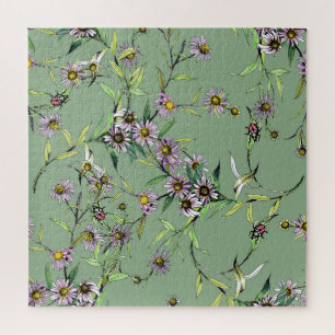 Floral Watercolor: Green Seamless Pattern Jigsaw Puzzle