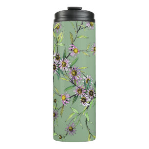 Floral Watercolor: Green Seamless Pattern Thermal Tumbler