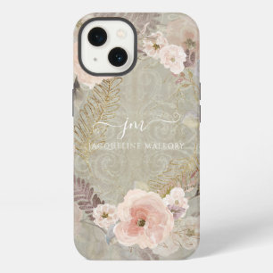 Floral Watercolor Greenery Rustic Gold Glitter iPhone 13 Case