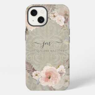 Floral Watercolor Greenery Rustic Grey Wood Script iPhone 13 Case