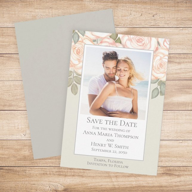 Floral Watercolor Greenery Save the Date Sage Invitation (Creator Uploaded)