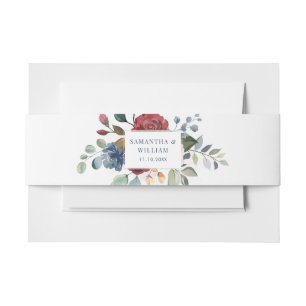 Floral Watercolor Greenery Wedding Invitation Belly Band