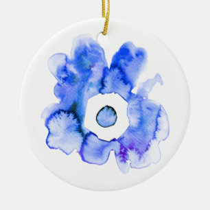 Floral watercolor hand drawn abstract art ceramic ornament