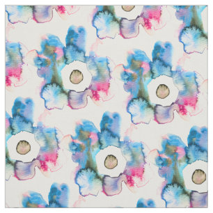 Floral watercolor hand drawn abstract art fabric