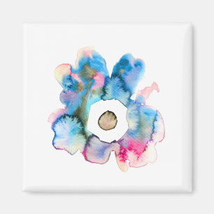 Floral watercolor hand drawn abstract art magnet